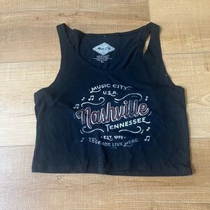 Women's Black and Burgundy Crop Top